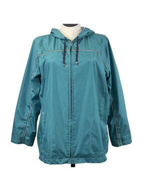 FS Limited Hooded Jacket Womens Sz XL Aqua Green Full Zip Mesh Lined Drawstring